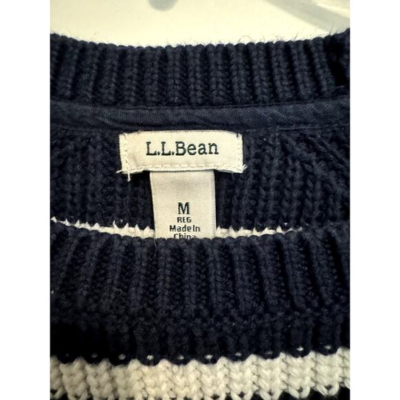 L. L. Bean  Sweater Blue with White Stripes Size Medium - Picture 3 of 11